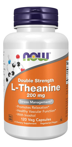 L-teanina 200mg Now Foods L-theanine 120 Veg Caps Sabor Sem sabor