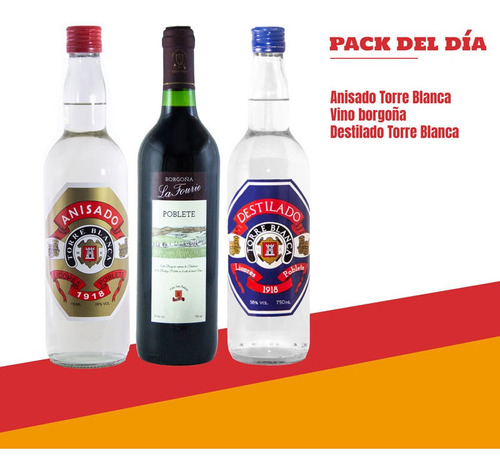 Licores Poblete Pack Día: Anisado,vino Borgoña Y Destilado