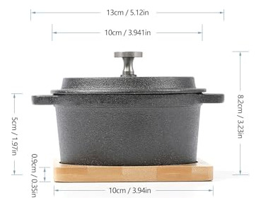 Sartén Hawok De Hierro Fundido Con Tapa, 270 Ml, 9,13 Oz/1,0