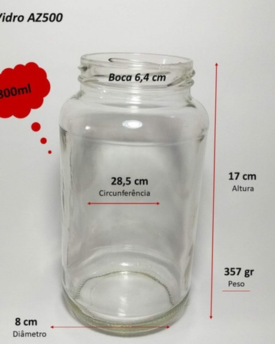 Caixa Com 20 Potes De Vidros De 800 Ml Com Tampa