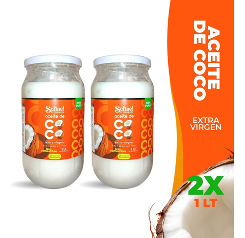 Aceite Coco Orgánico Extra Virgen 2x 1litro Schael & Company