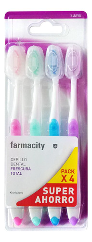 Cepillo De Dientes Farmacity Frescura Total C/capuchón X 4 U