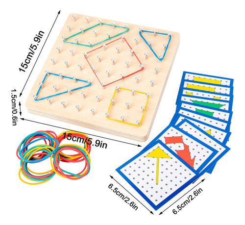 W Wooden Geoboard Montessori Toy Matemática Educação Gráfico