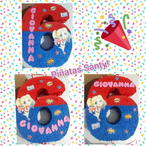 Piñata Harley Quinn Numeros- Todas Las Tematicas!