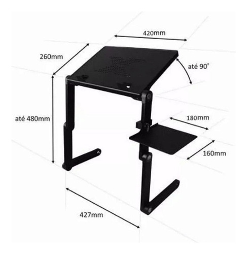 Mesa Notebook Multifuncional Articulavel Cama Mouse T8