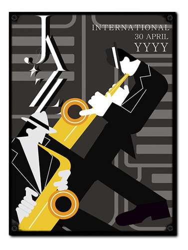 #1556 - Cuadro Decorativo Vintage - Jazz Poster Saxo Música 