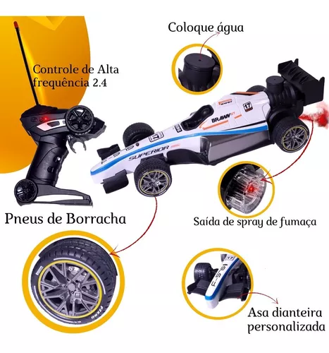 Carrinho De Controle Remoto Formula 1 Fumaça Grande