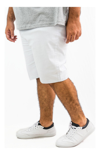 Bermuda Branca Jeans Sarja C Lycra Plus Size Tamanho Grande