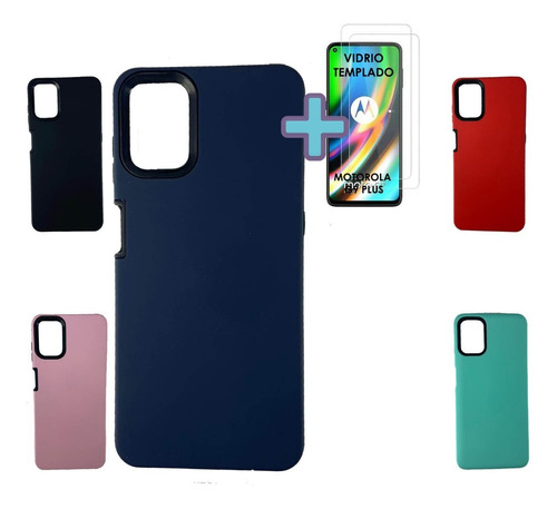 Funda Protector Motorola G9 Plus Carcasa Mas Vidrio 