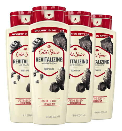 Old Spice Gel De Bano Revitalizante Profundo Con Carbon, 18