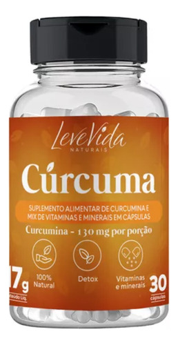 Cúrcuma Em Cápsulas Com Mix De Vitaminas 30 Caps - Leve Vida Sabor Sem Sabor