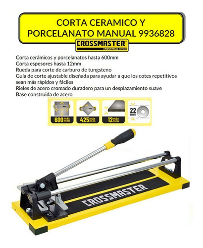 Imagen 2 de 2 de Corta Cerámico Porcelanato Manual 600mm Crossmaster 9936828