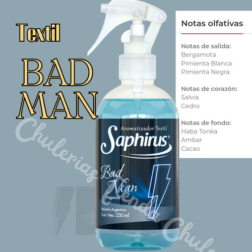 Combo Saphirus: 1 Textil + 1 Difusor Palito Bad Man