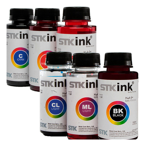 Tinta Stk Corante Bulk Ink P/ Epson Ecotank Refil  6x100ml