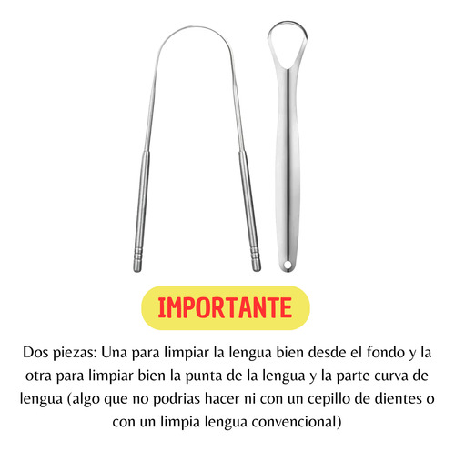 Limpia Lengua Acero Inoxidable Higiene Bucal Plateado