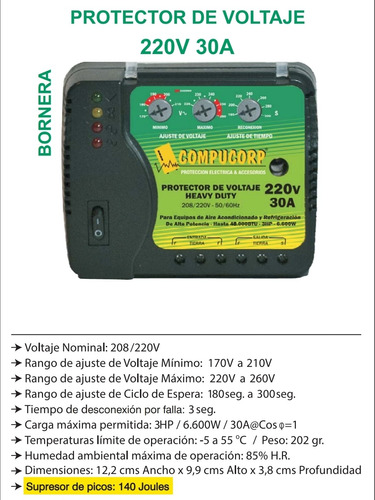 Protector De Voltaje De Bornera  Compucorp 220v 30a