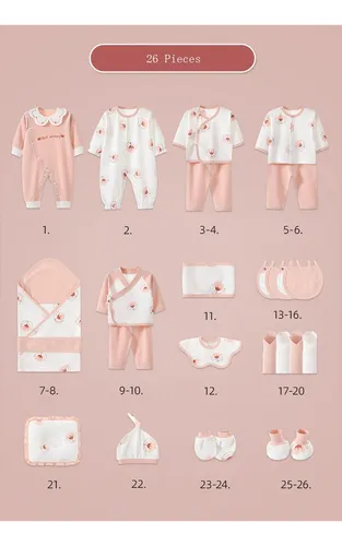 Traje De Recién Nacido 100% Algodón, Conjunto De Ropa, 26 Pi