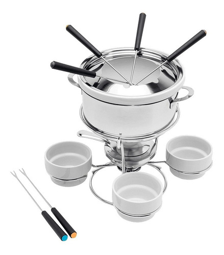 Imagem 1 de 7 de Conjunto De Fondue Em Inox 20 Peças Com Base Giratória Loi