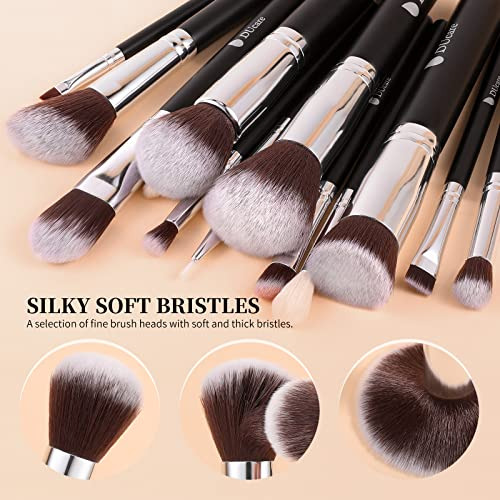 Juego De Brochas De Maquillaje De Viaje, 15 Piezas Con Bolsa