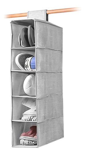 Organizador Vertical Multiuso Compacto Dobrável 5 Nichos Cor Cinza