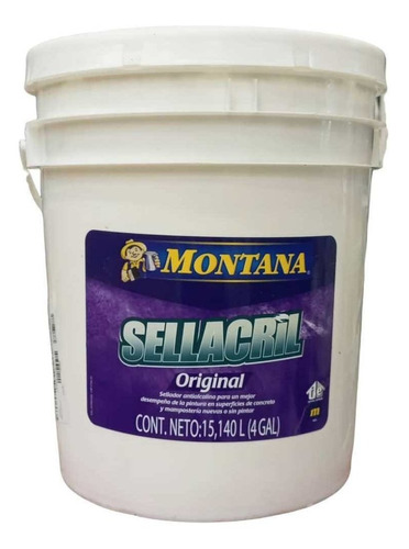 Sellador Antialcalino Sellacril Cuñete (4 Galones) Montana