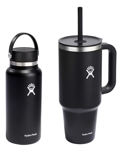 Hydro Flask Essential Termo De Viaje Y Botella Boca Ancha 2p Color Negro