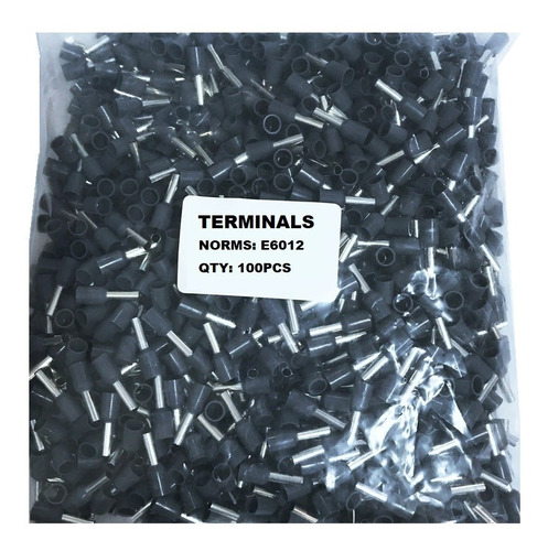 100pcs Terminal Pin Tubular Cable Calibre 10awg E6012 Negro