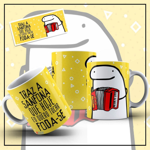 Imagem 2 de 5 de Caneca Bento Flork Memes Engraçados - Eu Quero Tocar Foda-se