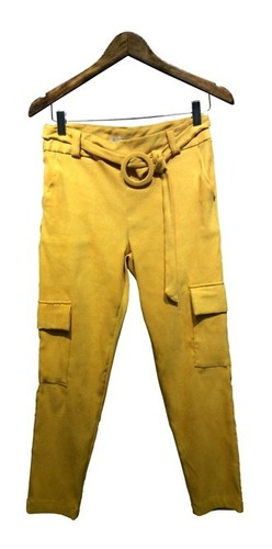Imagem 1 de 2 de Calça Feminina Suede Com Bolso E Cinto