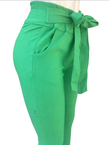 Pantalon Moño Casual Entubado, Resorte En Cintura, 2 Bolsas