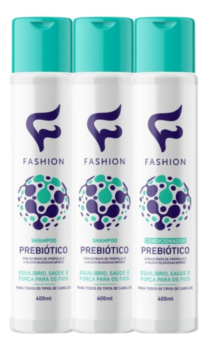 Kit 2x Shampoo + 1x Condicionador Prebiotico Fashion
