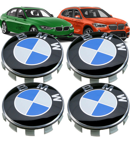 Jogo Calota Central Roda Bmw X1 320i 325i X5 X6 328i 68mm 4x