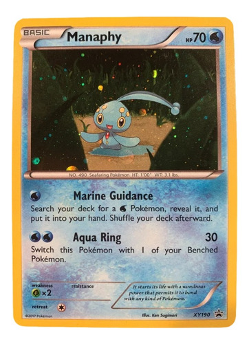 Manaphy Xy190 Holo Black Star Promo Card Xy Pokemon 2017