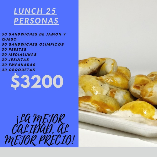 Lunch 25 Personas Espectacular Y Delicioso !!!$3200