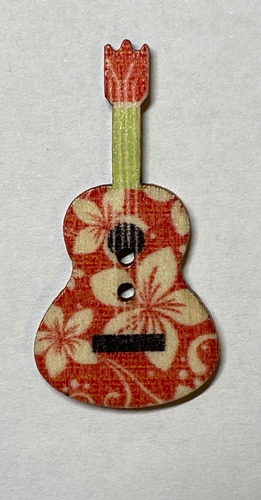Set De Botones De Madera Forma Guitarra 10 Unidades