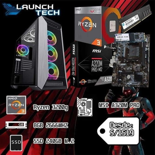 Pc Gamer Completa  Ryzen 3 3200g 8gb Ddr4 Con Ssd 250 Gb 