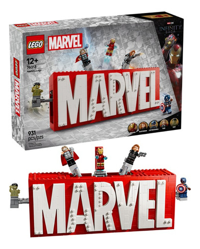 Lego Marvel Logo E Minifiguras Dos Vingadores 931 Pçs 76313