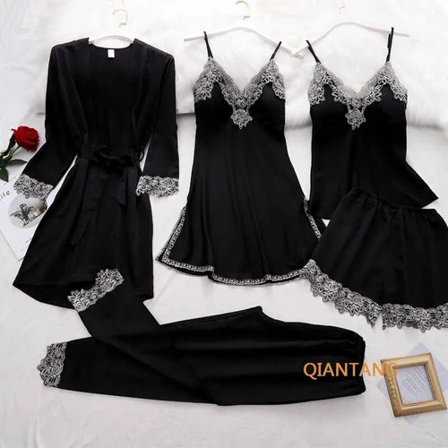 Pijama Robe, Traje De Dormir, Conjunto De Bata De Encaje Par