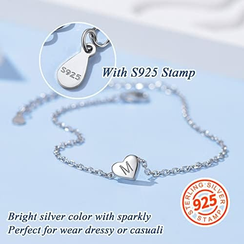 Pulsera Con Letra S De Corazón Pulsera Con Inicial De Plata