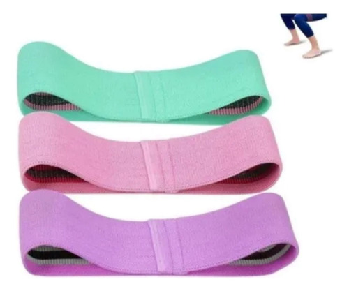 X3 Bandas Circulares Tela Extra Calidad Media-alta-xalta Violeta/rosa/verde