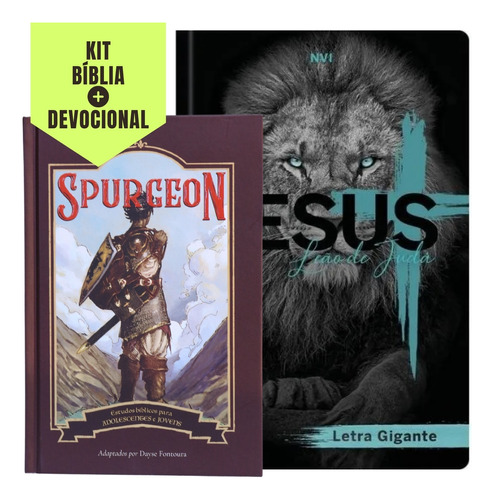 Kit: 1 Bíblia Leão De Judá + 1 Devocional P/ Jovens Spurgeon