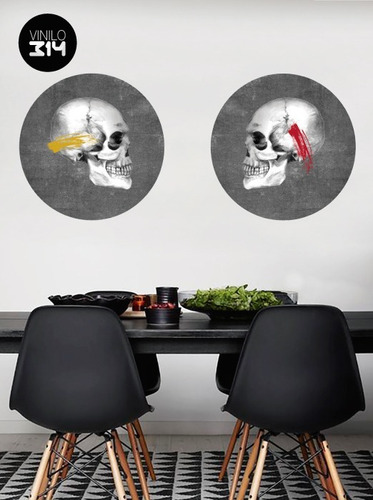 Vinilos Decorativos Craneos 06 Arte Skull 2 Sticker De 55x55 Color Multicolor