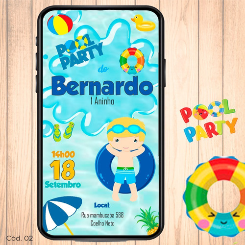 Convite Digital Para Whatsapp Pool Party - Menino