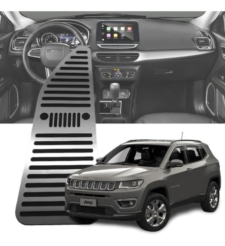 Descanso De Pé Aço Inox Escovado Jeep Compass 2016 A 2021