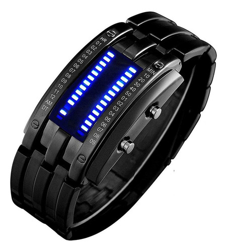 Reloj Curious Binario Led Celeste Electronico Hombre