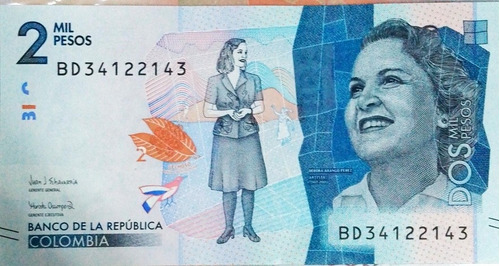 Billete 2 Mil Pesos Radar , Serie Bd 23 De Julio De 2019 Unc