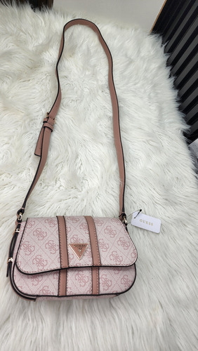 Bolsa Pequeña Guess Sg900078 Nueva 100 % Original Rosa Palo Estampado Oro Rosa Palo