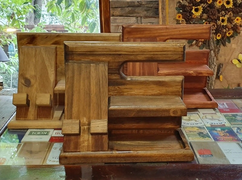 Organizador Celular Billetera Reloj, En Madera
