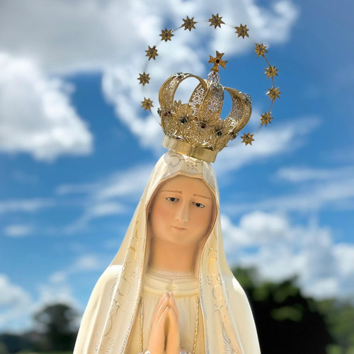 Nossa Senhora De Fátima, Resina, 120cm, Cor Nova Com Coroa
