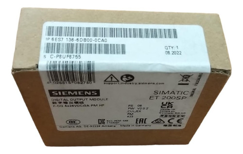 Siemens 6es7136-6db00-0ca0 Simatic Dp, Módulo Electrónico 